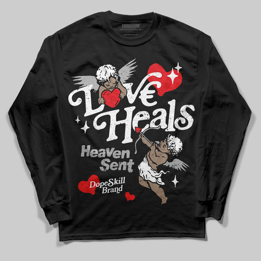 Dunk Low Panda White Black DopeSkill Long Sleeve T-Shirt New Love Heals Graphic Streetwear - Black