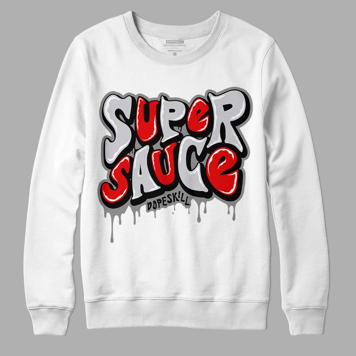 Jordan 2 Retro "Black Cement" DopeSkill Sweatshirt Super Sauce Graphic Streetwear - White