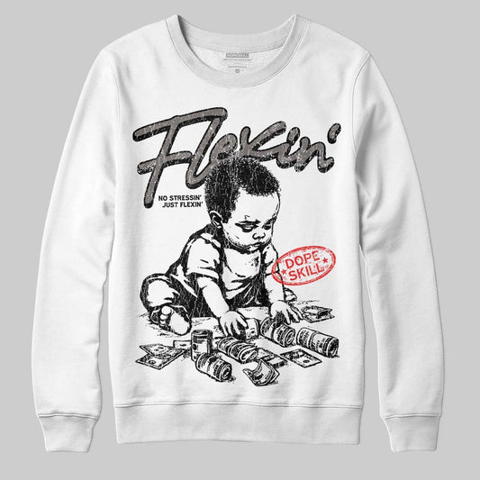 Jordan 4 Retro Cave Stone DopeSkill Sweatshirt Flexin' Graphic Streetwear - White