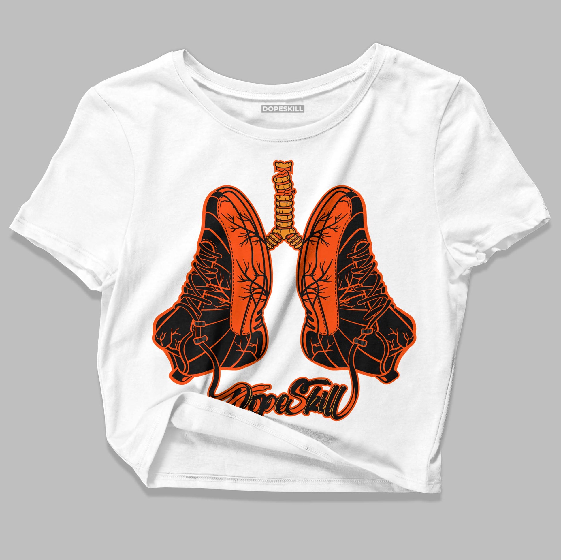 Jordan 12 Retro Brilliant Orange DopeSkill Women's Crop Top Breathe Graphic Streetwear - White 