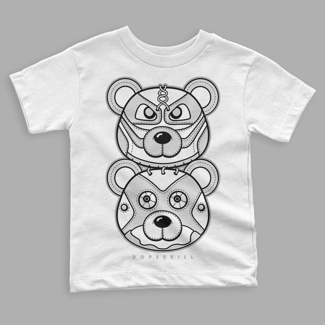 Dunk Low ‘Pure Platinum’ DopeSkill Toddler Kids T-shirt Leather Bear Graphic Streetwear - White