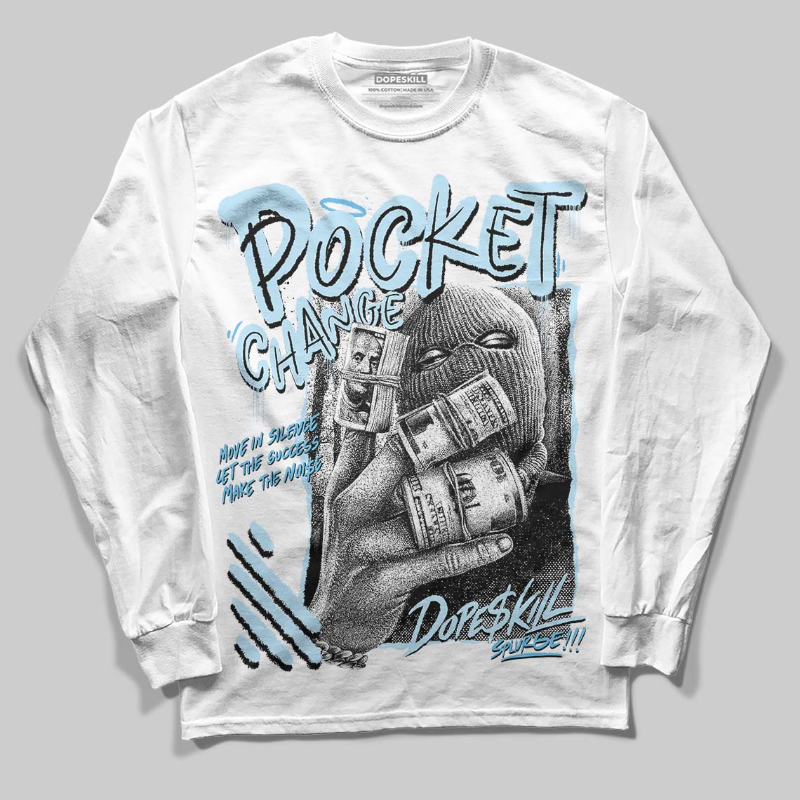 Jordan 11 Retro Legend Blue DopeSkill Long Sleeve T-Shirt Pocket Change Graphic Streetwear - White 