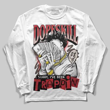 Adidas Samba OG Cloud White Better Scarlet Supplier Colour DopeSkill Long Sleeve T-Shirt Sorry I've Been Trappin Graphic Streetwear - White