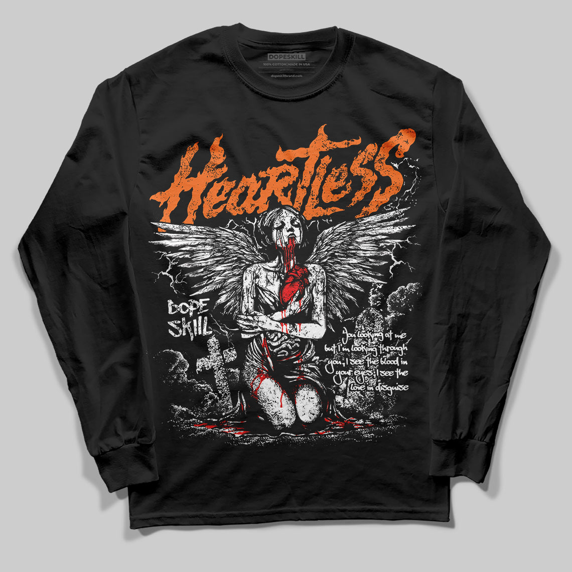 Orange, Black & White Sneakers DopeSkill Long Sleeve T-Shirt Heartless Graphic Streetwear - black