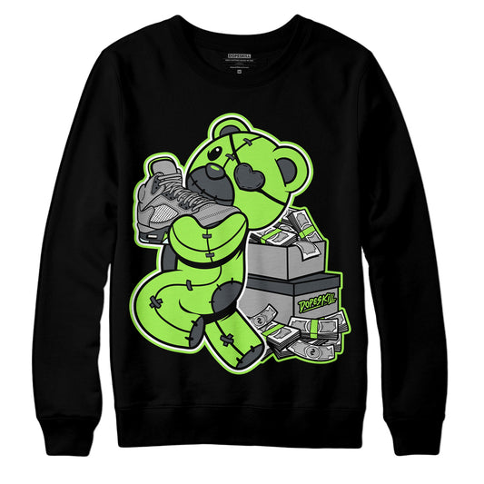 Jordan 5 Green Bean DopeSkill Sweatshirt Bear Steals Sneaker Graphic Streetwear - Black 