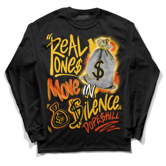 Yellow Sneakers DopeSkill Long Sleeve T-Shirt Real Ones Move In Silence Graphic Streetwear - Black