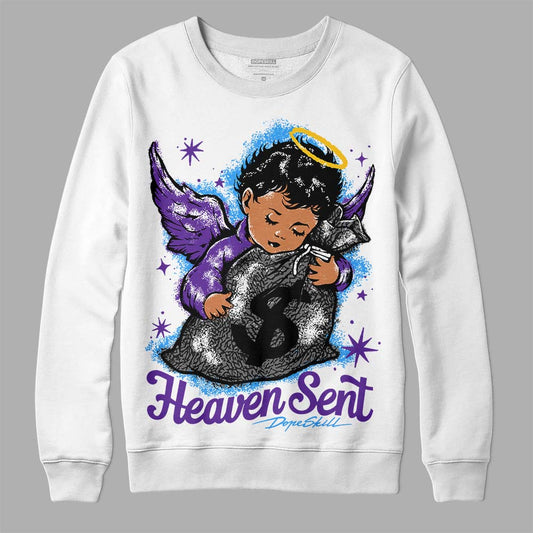 Jordan 3 Dark Iris DopeSkill Sweatshirt Heaven Sent Graphic Streetwear - White