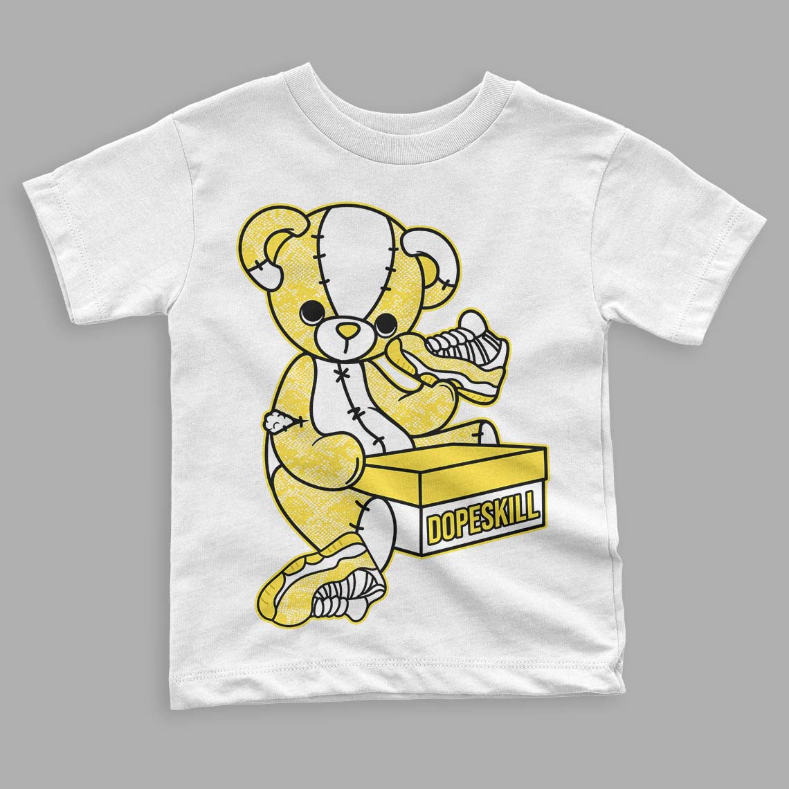 Jordan 11 Low 'Yellow Snakeskin' DopeSkill Toddler Kids T-shirt Sneakerhead BEAR Graphic Streetwear - White