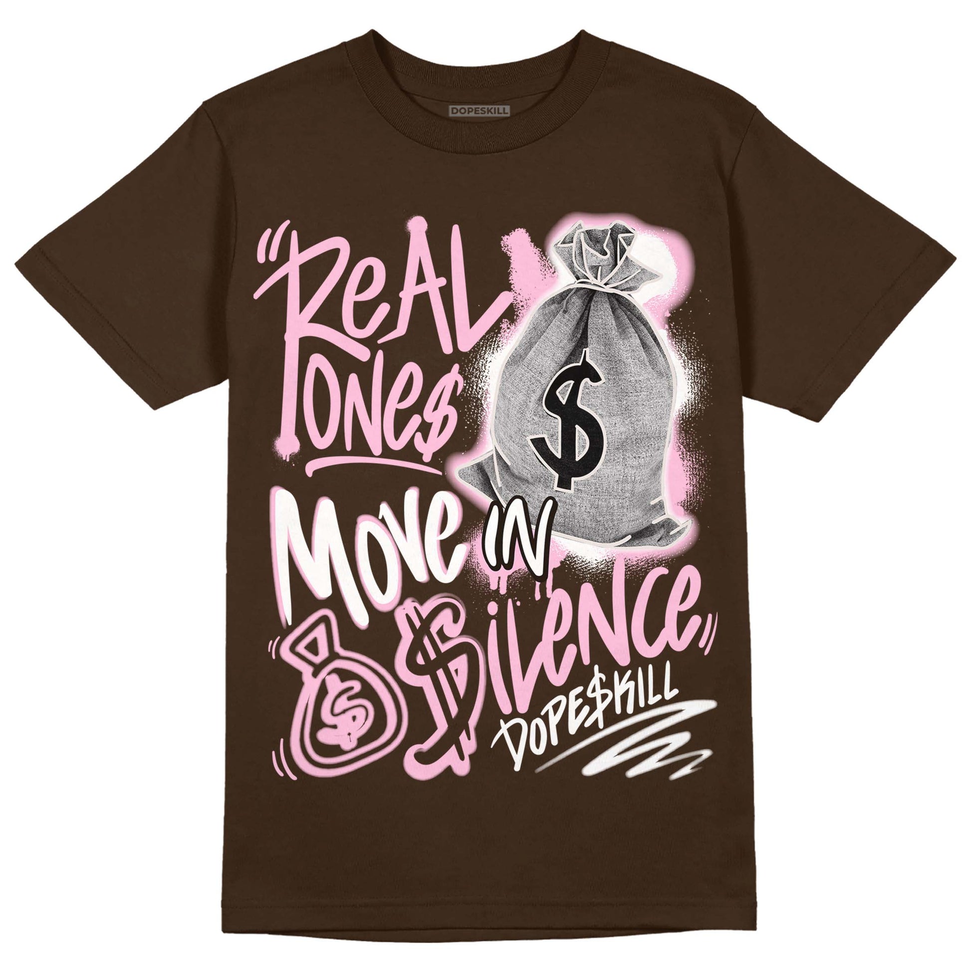 Jordan 11 Retro Neapolitan DopeSkill Velvet Brown T-shirt Real Ones Move In Silence Graphic Streetwear