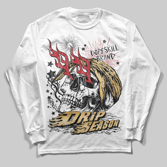 Jordan 12 Retro 'Taxi' 2025 DopeSkill Long Sleeve T-Shirt Drip Season Graphic Streetwear - White