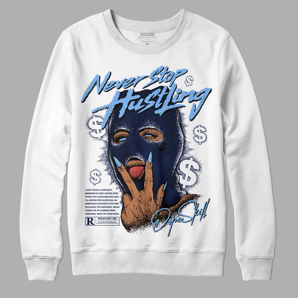 Jordan 5 Midnight Navy DopeSkill Sweatshirt Never Stop Hustling Graphic Streetwear 