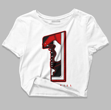 Jordan 1 Retro Low "Black Toe" DopeSkill Women's Crop Top No.1 Graphic Streetwear - White