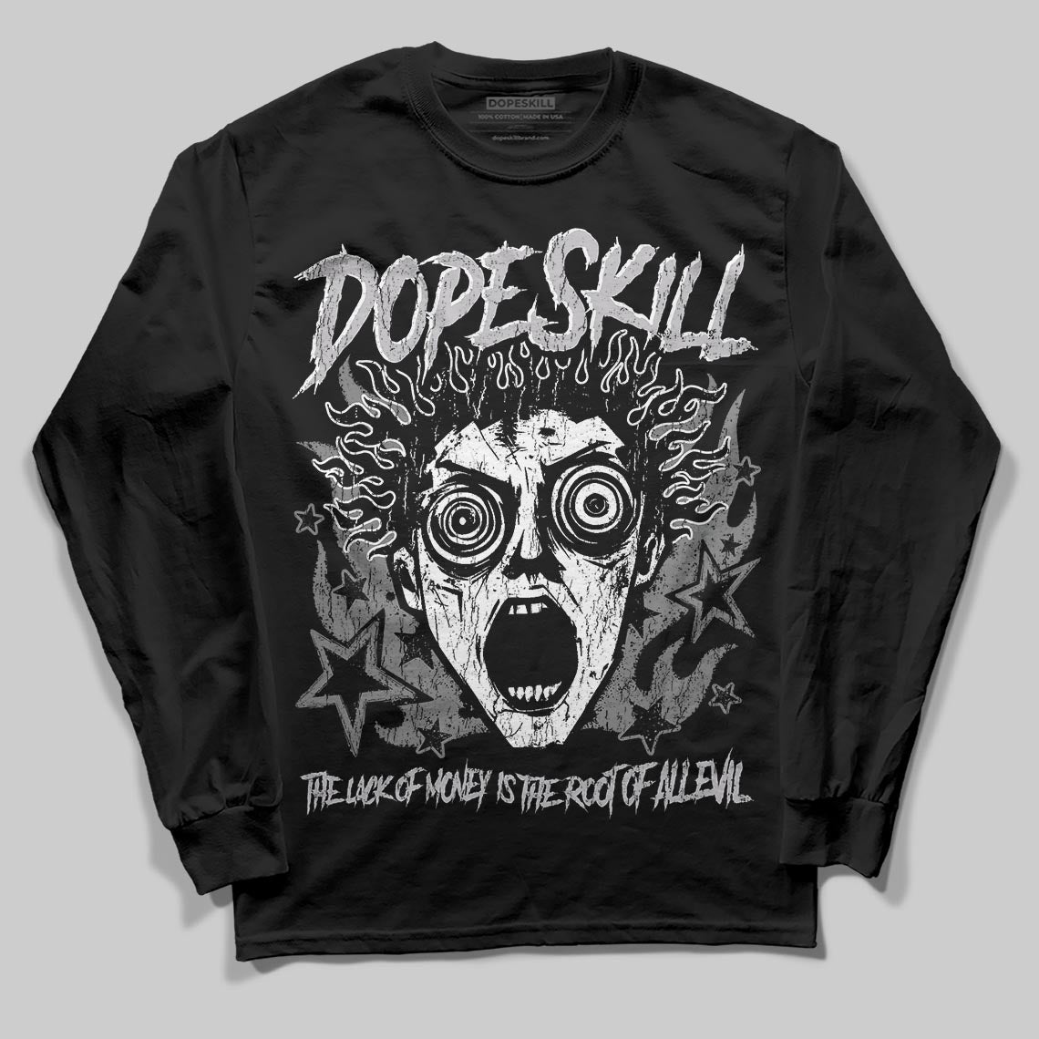 Grey Sneakers DopeSkill Long Sleeve T-Shirt Root of Evil Graphic Streetwear - black