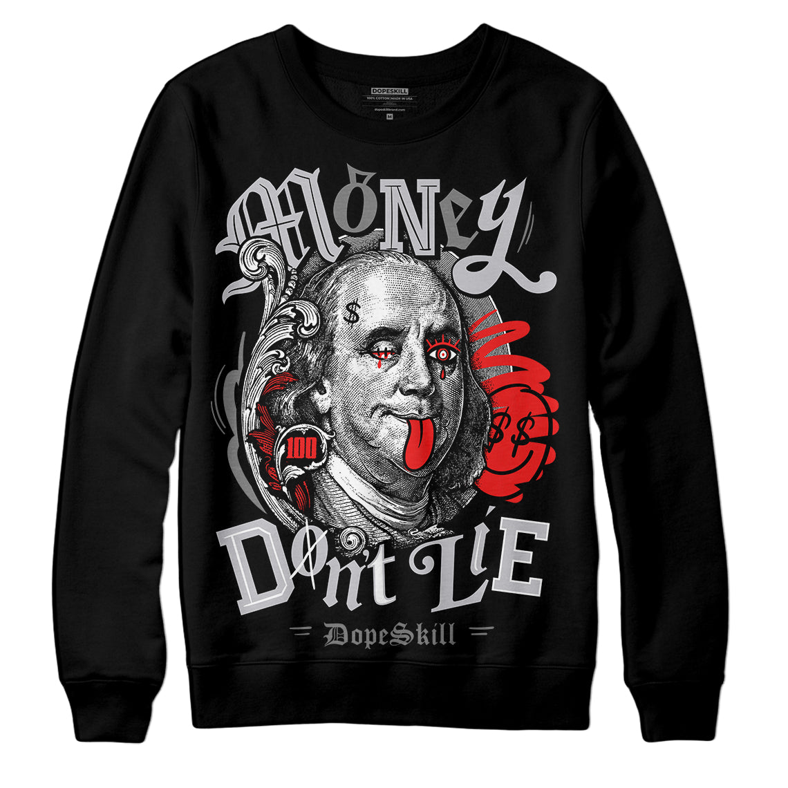 Grey Sneakers DopeSkill Sweatshirt Money Don't Lie Graphic Streetwear - Black