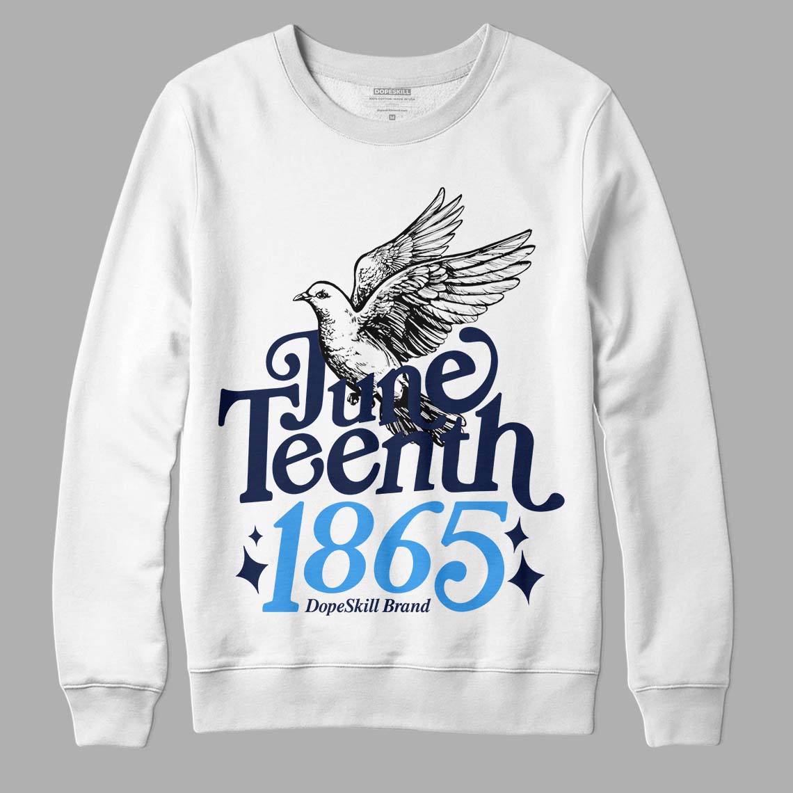 Jordan 3 "Midnight Navy" DopeSkill Sweatshirt Juneteenth 1865 Graphic Streetwear - White 