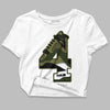 Jordan 4 Retro SE Craft Medium Olive DopeSkill Women's Crop Top No.4 Graphic Streetwear - White