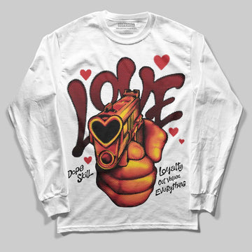 Jordan 11 Retro Low Bred (2025) DopeSkill Long Sleeve T-Shirt Love Shot Graphic Streetwear - White