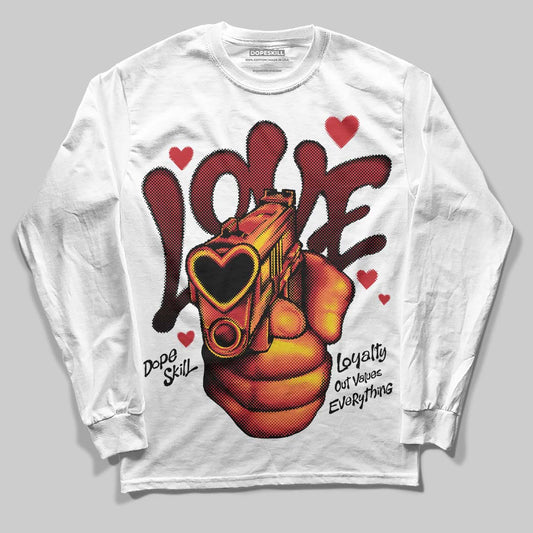 Jordan 11 Retro Low Bred (2025) DopeSkill Long Sleeve T-Shirt Love Shot Graphic Streetwear - White