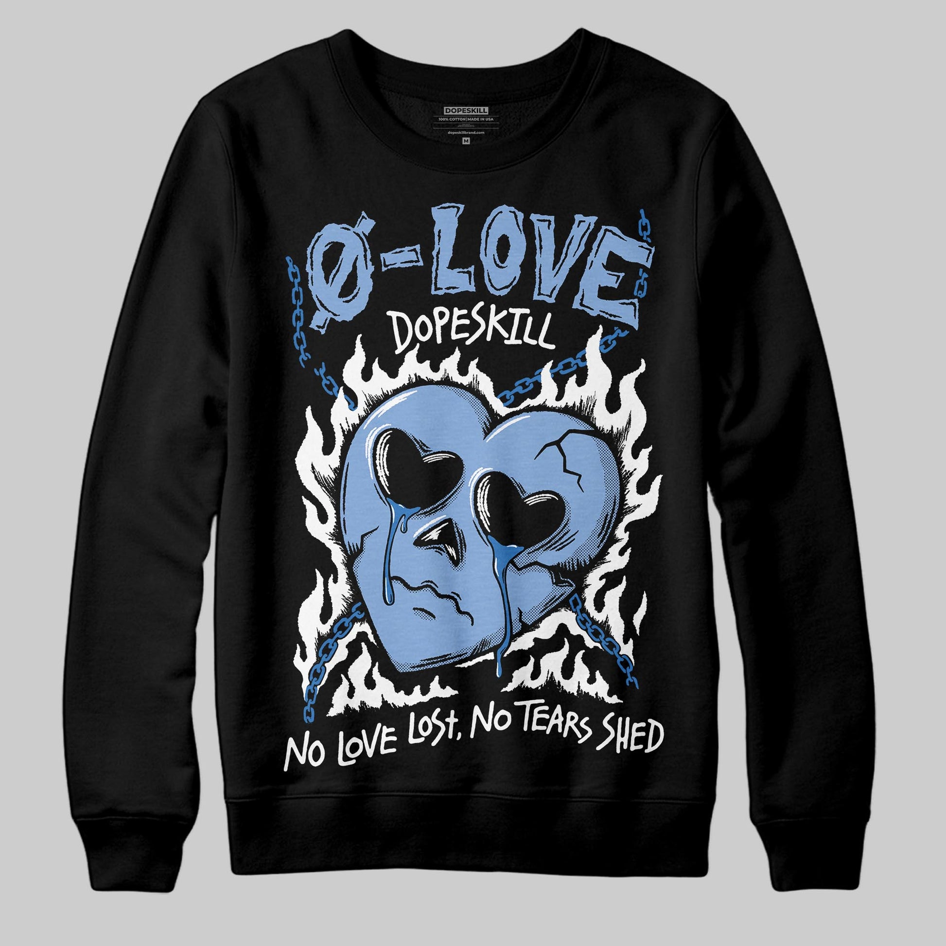 Jordan 4 WMNS 'Forget Me Not' DopeSkill Sweatshirt Crying Heart Graphic Streetwear - Black