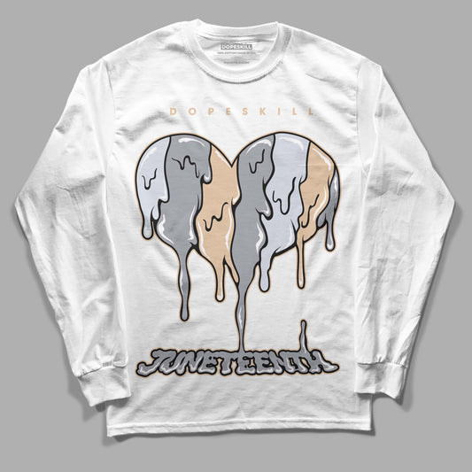 Jordan 4 Retro Frozen Moments DopeSkill Long Sleeve T-Shirt Juneteenth Heart Graphic Streetwear - White 