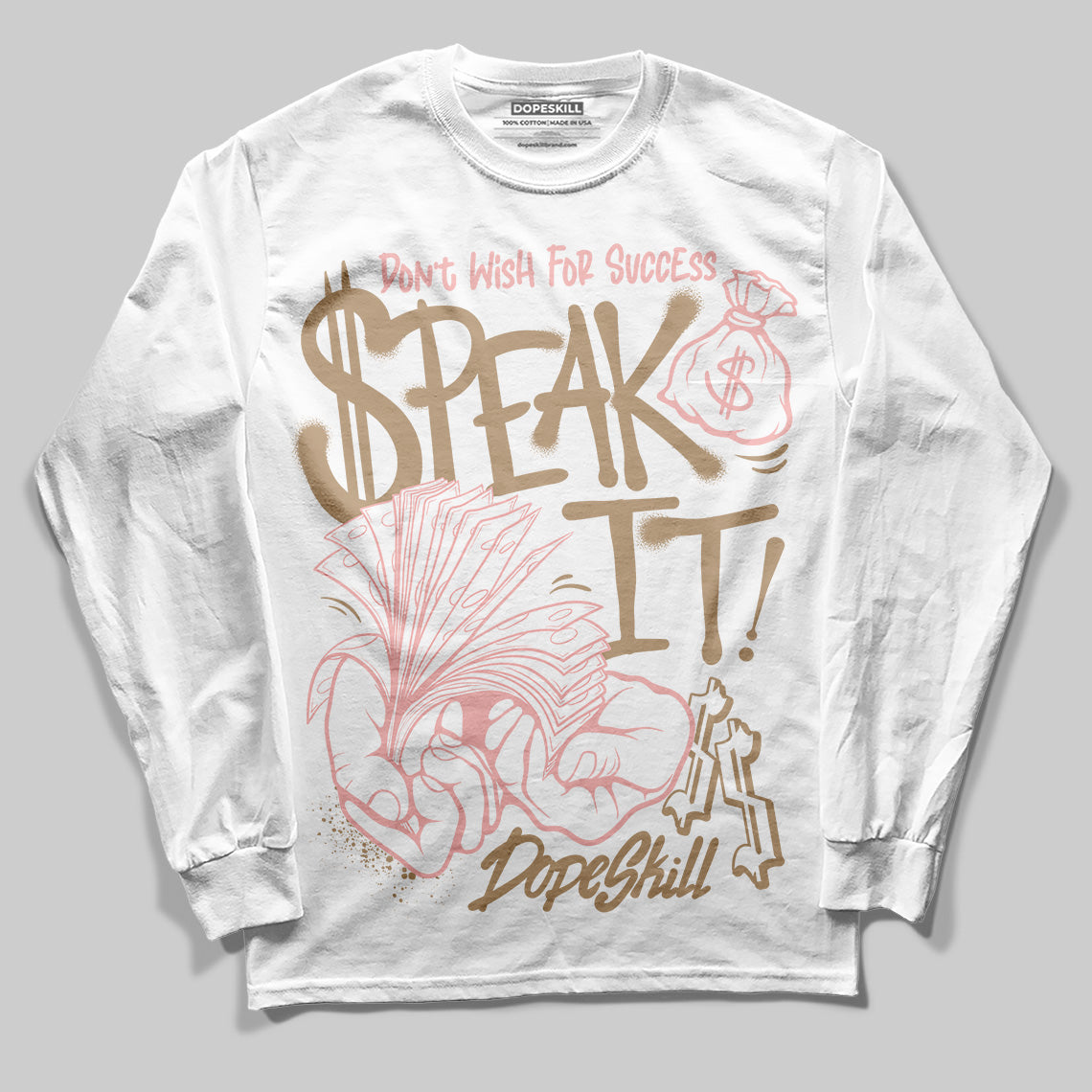 Nike Air Force 1 Low Canvas “Linen” DopeSkill Long Sleeve T-Shirt Speak It Graphic Streetwear - White