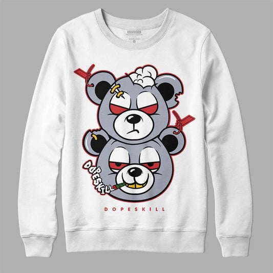 Jordan 4 “Bred Reimagined” DopeSkill Sweatshirt New Double Bear Graphic Streetwear - White 