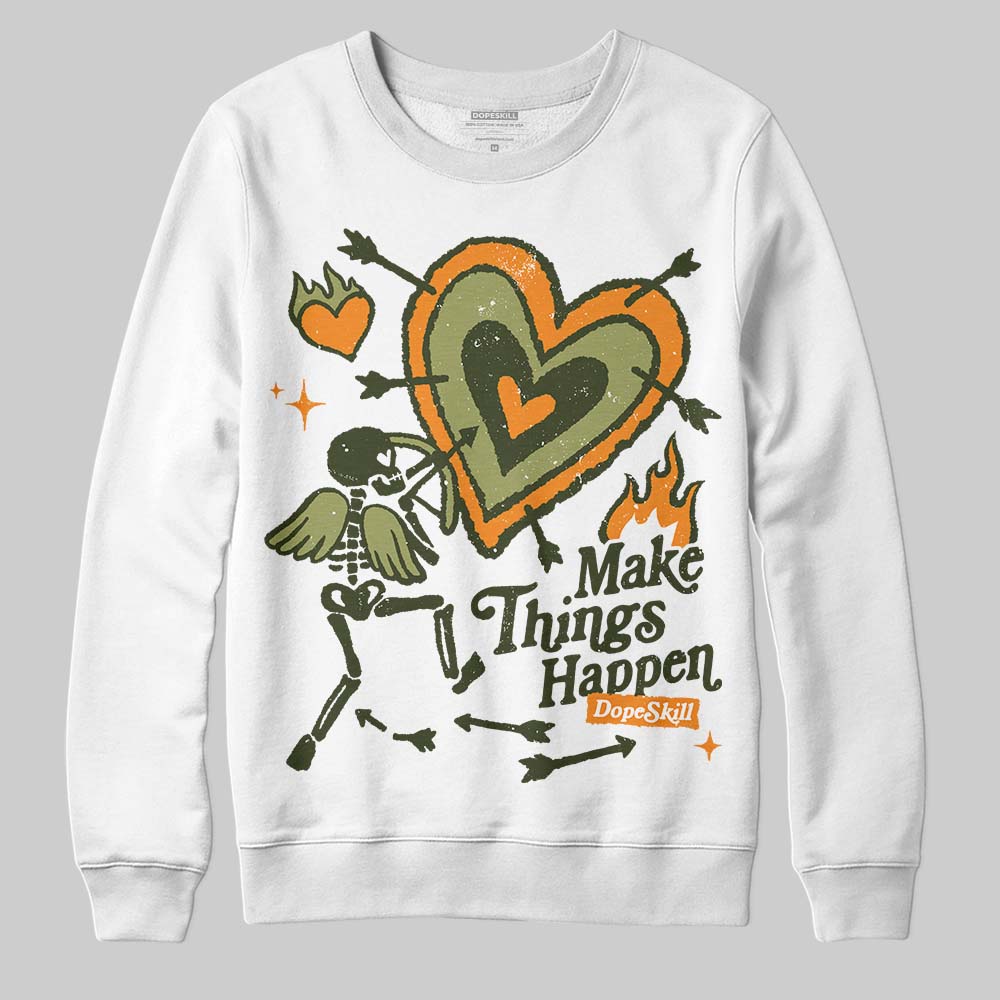 Olive Sneakers DopeSkill Sweatshirt Make Things Happen Graphic Streetwear - White