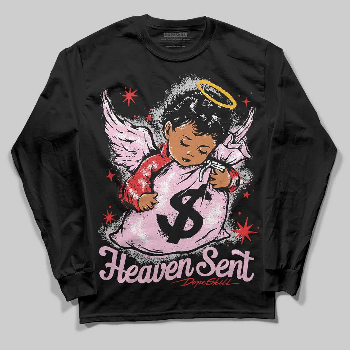 Awake NY x Air Jordan 5 Arctic Pink DopeSkill Long Sleeve T-Shirt Heaven Sent Graphic Streetwear - Black