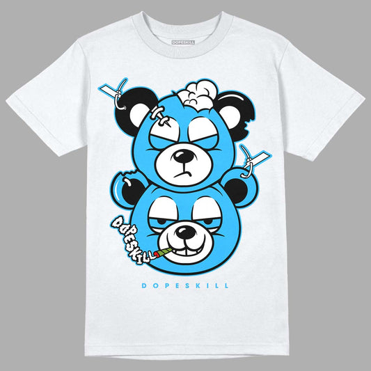 Jordan 1 High Retro OG “University Blue” DopeSkill T-Shirt New Double Bear Graphic Streetwear - White