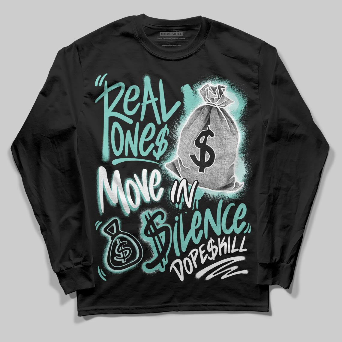 Jordan 11 Low "Igloo" DopeSkill Long Sleeve T-Shirt Real Ones Move In Silence Graphic Streetwear - Black