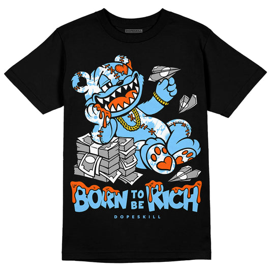 Dunk Low Futura University Blue DopeSkill T-Shirt Born To Be Rich Graphic Streetwear - Black