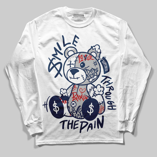 Jordan 4 SB “Summit White/Navy” DopeSkill Long Sleeve T-Shirt Smile Through The Pain Graphic Streetwear - White