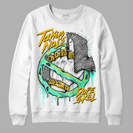 Jordan 1 Low SE New Emerald DopeSkill Sweatshirt Takin No L's Graphic Streetwear - White 