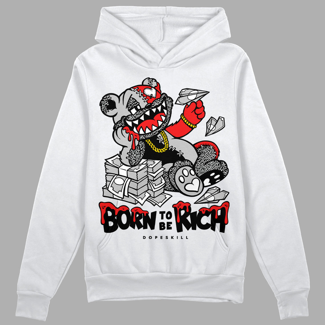 Jordan Spizike Low Bred DopeSkill Hoodie Sweatshirt Born To Be Rich Graphic Streetwear - White 