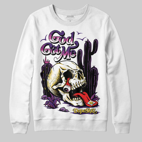 Jordan 12 “Field Purple” DopeSkill Sweatshirt God Got Me Graphic Streetwear - White