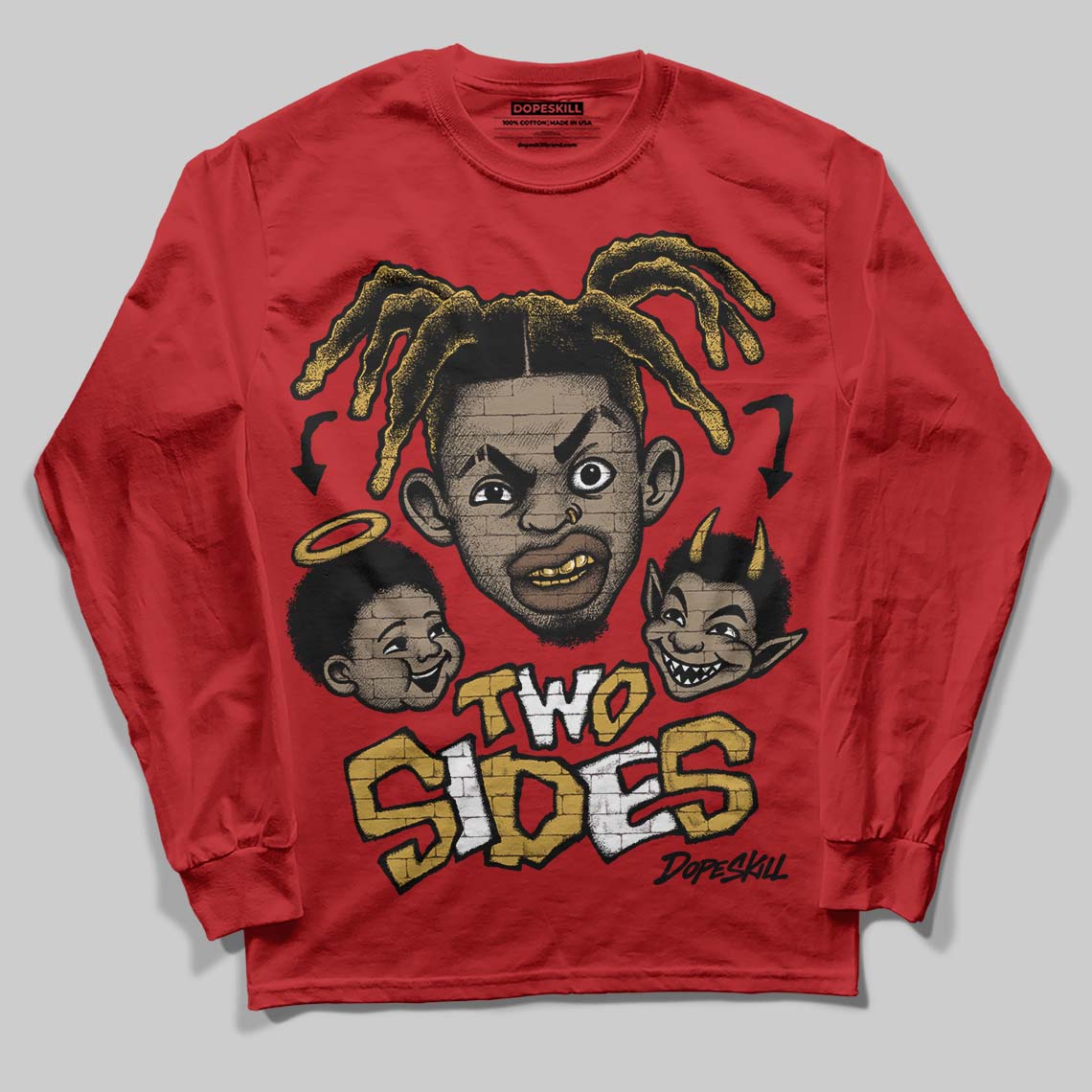 Red Sneakers DopeSkill Long Sleeve T-Shirt Two Sides Graphic Streetwear - Red