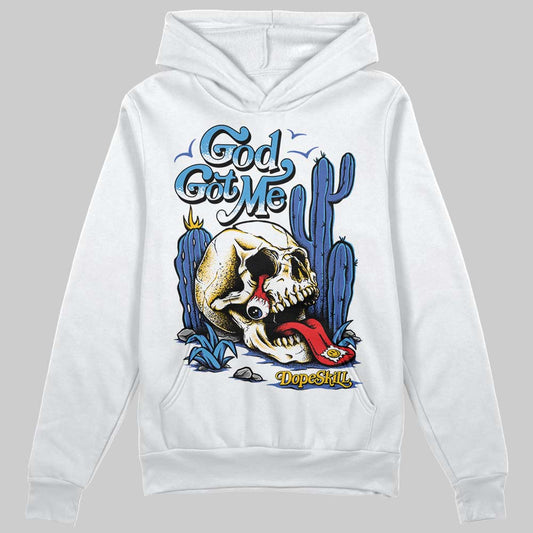 Royal Blue Sneakers DopeSkill Hoodie Sweatshirt God Got Me Graphic Streetwear - White