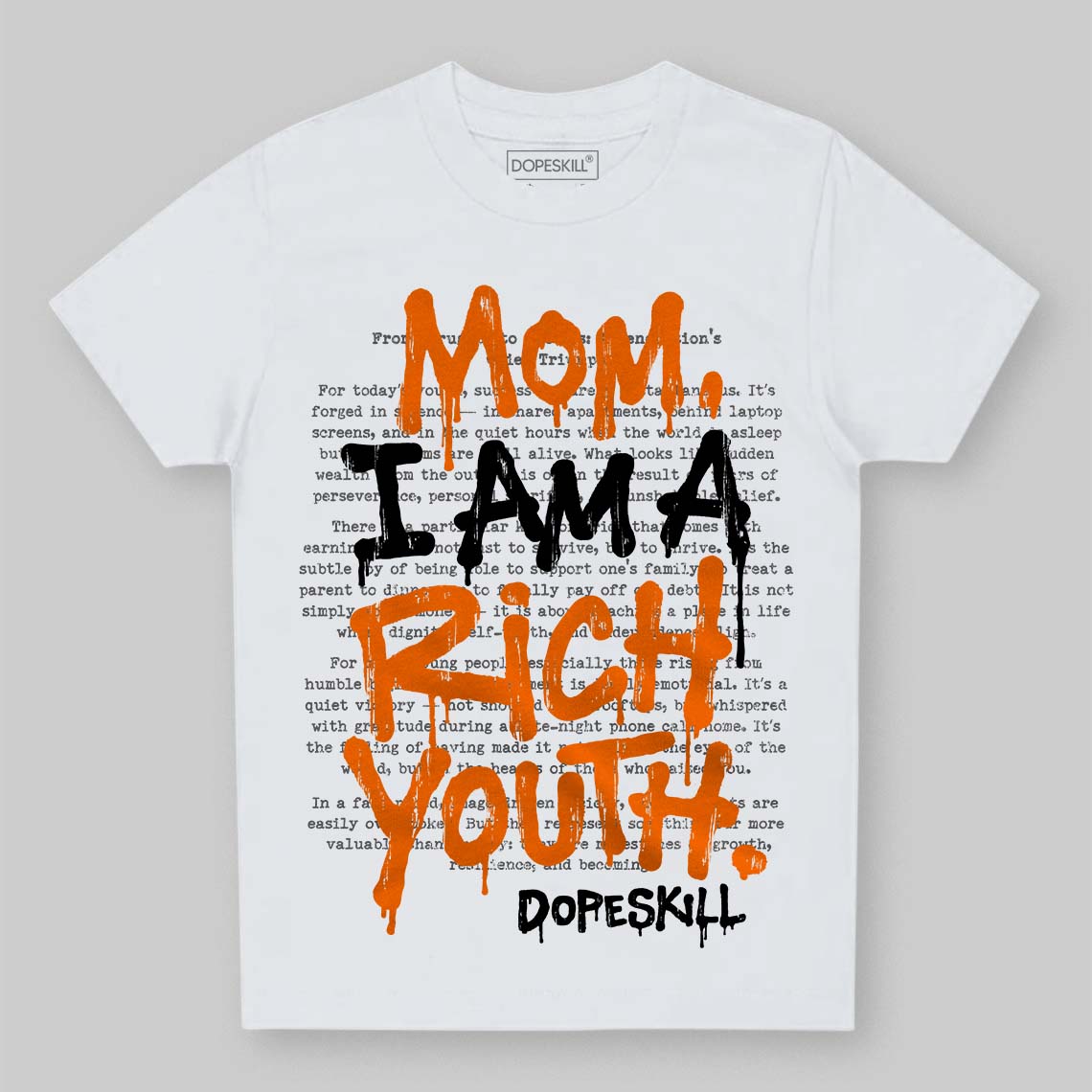 Orange, Black and White Sneakers DopeSkill Toddler Kids T-shirt Mom, I Am A Rich Youth Graphic Streetwear - White