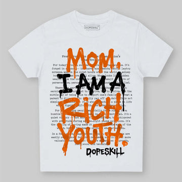 Orange, Black and White Sneakers DopeSkill Toddler Kids T-shirt Mom, I Am A Rich Youth Graphic Streetwear - White