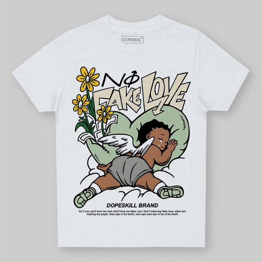 Jordan 4 WMNS “Seafoam” (2025) DopeSkill Toddler Kids T-shirt No Fake Love Graphic Streetwear - White