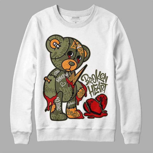 Jordan 5 "Olive" DopeSkill Sweatshirt Broken Heart Graphic Streetwear - White