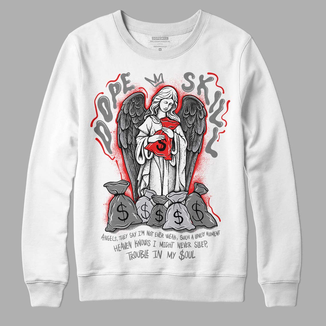 Grey Sneakers DopeSkill Sweatshirt Angels Graphic Streetwear - White 