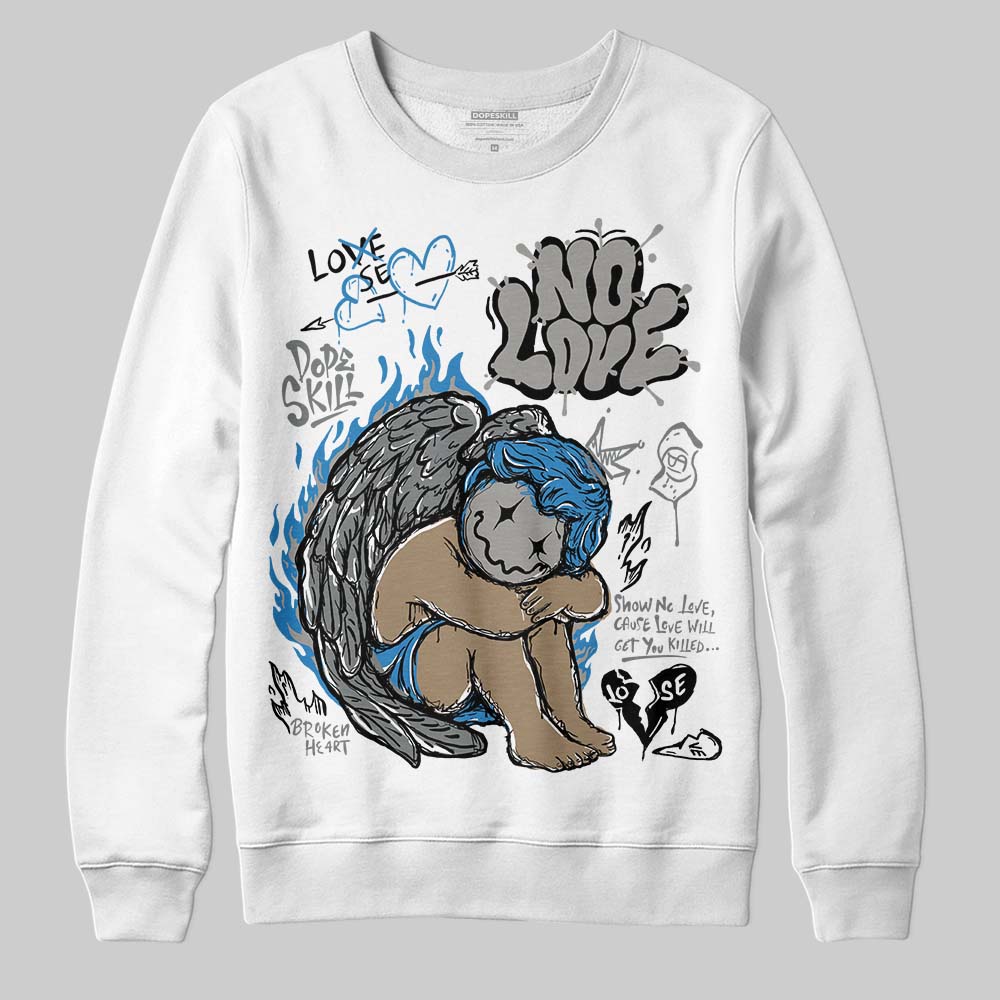 Jordan 9 Cool Grey DopeSkill Sweatshirt No Love Graphic Streetwear - White