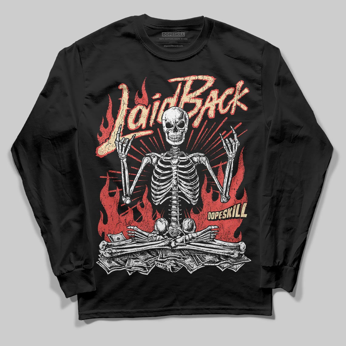 Red Sneakers DopeSkill Long Sleeve T-Shirt Laid Back Graphic Streetwear - black