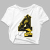 Jordan 4 Tour Yellow Thunder DopeSkill Women's Crop Top No.4 Graphic Streetwear - White 