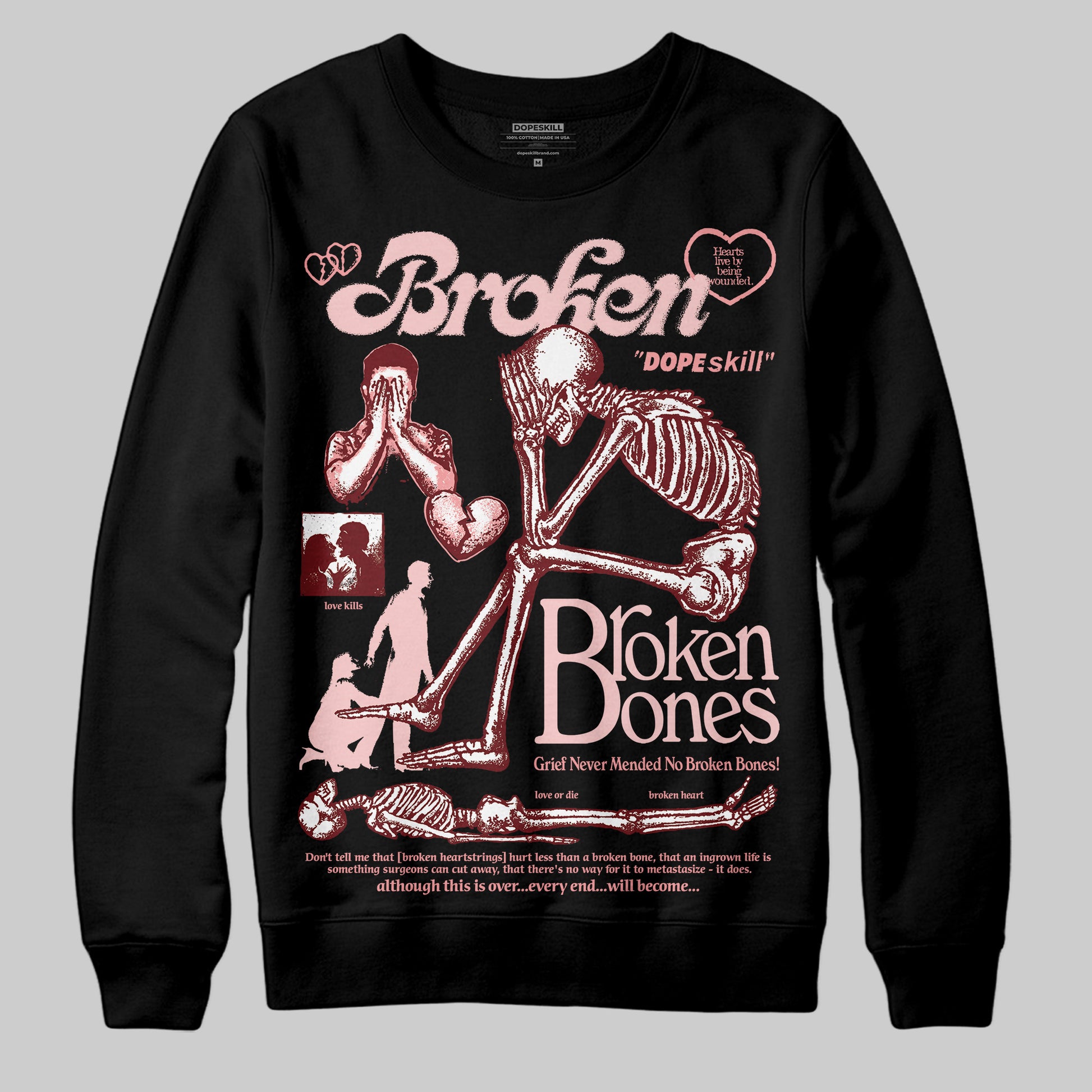 Jordan 3 Retro Valentine's Day Treat Yourself (2025) DopeSkill Sweatshirt Broken Bones Graphic Streetwear - Black