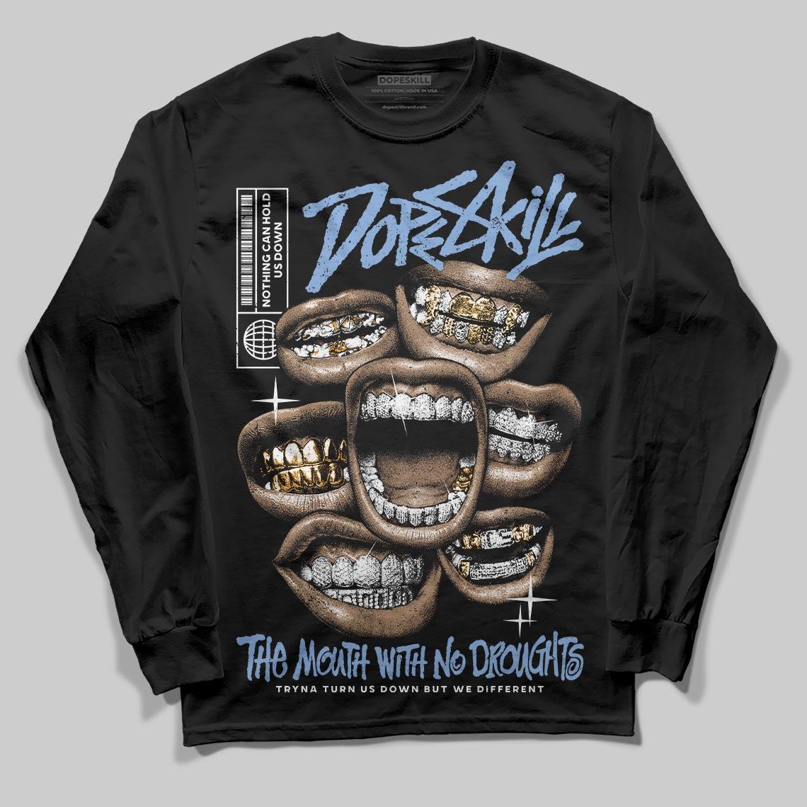 Jordan 4 WMNS 'Forget Me Not' DopeSkill Long Sleeve T-Shirt The Mouth With No Droughts Graphic Streetwear - Black