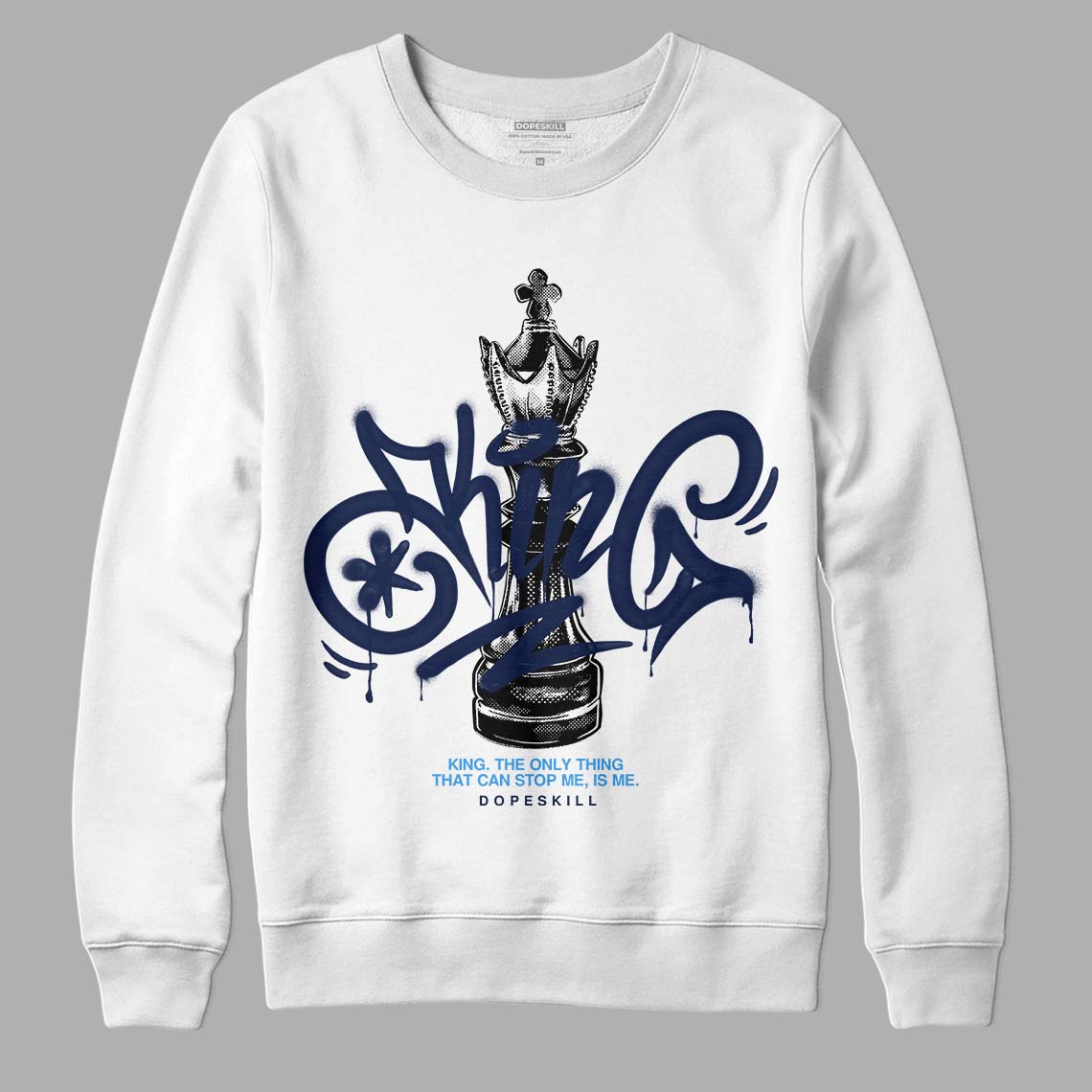 Jordan 3 "Midnight Navy" DopeSkill Sweatshirt King Chess Graphic Streetwear - White 