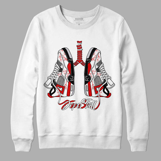 Jordan 4 Retro Red Cement DopeSkill Sweatshirt Breathe Graphic Streetwear - White