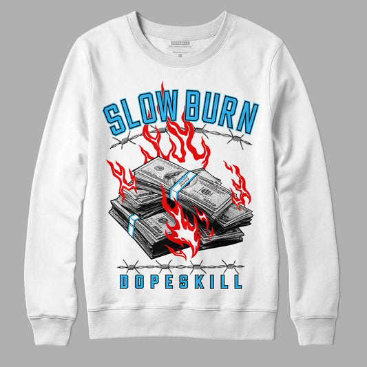 Jordan 1 High Retro OG “University Blue” DopeSkill Sweatshirt Slow Burn Graphic Streetwear - White